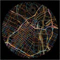 Colorful Map of LosAngeles, California with all major and minor roads Royalty Free Stock Photo