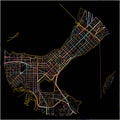 Colorful Map of Madison, Wisconsin with all major and minor roads