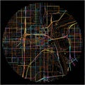 Colorful Map of Omaha, Nebraska with all major and minor roads