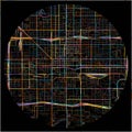 Colorful Map of Phoenix, Arizona with all major and minor roads