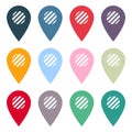 Colorful map pin icon set isolated on transparent background Royalty Free Stock Photo