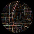 Colorful Map of Plano, Texas with all major and minor roads