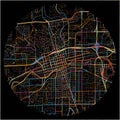 Colorful Map of Reno, Nevada with all major and minor roads