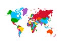 Colorful map of World. High detail political map with country names. Vector illustration.