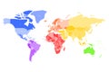 Colorful map of World. Simplified vector map with country name labels