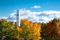 Colorful maple tree with clock tower in Montreal Royalty Free Stock Photo