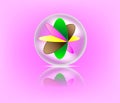 Colorful marble ball and reflection Royalty Free Stock Photo