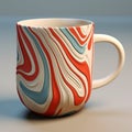 Colorful Marbleized Mug In Vray Tracing Style