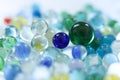 Colorful marbles close-up macro photography. Selective focus. Royalty Free Stock Photo