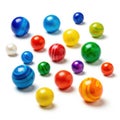 Colorful marbles collection on white background, a playful assortment of spheres Royalty Free Stock Photo