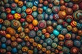 Colorful Marbles. A vibrant assortment of marbles on exhibit.