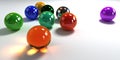 Colorful marbles on white background