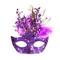 Colorful Mardi Gras mask isolated on white Royalty Free Stock Photo