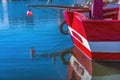 Red Boat Waterfront Reflection Inner Harbor Honfluer France Royalty Free Stock Photo