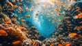 Colorful marine ballet fish shoal in underwater vortex with vibrant reef, vivid colors, high detail Royalty Free Stock Photo