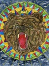 Colorful Marine Fantasy illustration of bear head