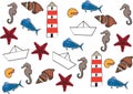 Set of marine life icons Royalty Free Stock Photo