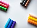 Colorful marker pens set on the white background.