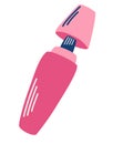 Colorful marker. Pink felt-tip pen. Tools for artist, school equipment, office supplies. Cartoon flat vector illustration isolated