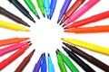 Colorful markers make a sun. Education concept. Royalty Free Stock Photo