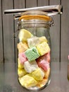 Colorful marshmallows also known as 'la gomme' in Mauritius. Royalty Free Stock Photo