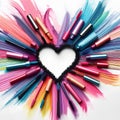 colorful mascara stroke heart shape with empty center isolated on white background Royalty Free Stock Photo