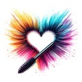 colorful mascara stroke heart shape with empty center isolated on white background Royalty Free Stock Photo