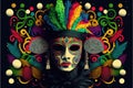Colorful mask symbol of the Carnival. Explosion of joy and color. Generative AI