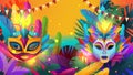 colorful masks brazilian festival carnival holiday celebration greeting invitation postcard culture and tradition