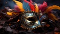Colorful masks and costumes create a mysterious carnival celebration generated by AI