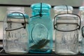 Colorful Mason Jars sitting in the light