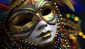 Colorful masquerade mask adds mystery to carnival celebration generated by AI