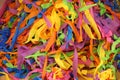 colorful mass of brightly multi colored paper streamers