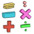 Colorful Mathematics four operation figures and punctuation marks, equals