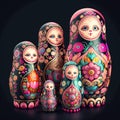 Colorful matrioshka dolls. Generative AI