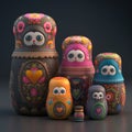 Colorful matrioshka dolls. Generative AI