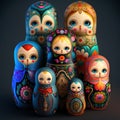 Colorful matrioshka dolls. Generative AI