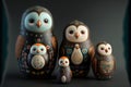 Colorful matrioshka dolls, penguins. Generative AI