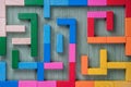 Colorful maze on brown background. The concept of a business strategy, analytics, search for solutions, the search output. Labyrin