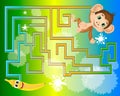 Colorful maze for kids with a monkey and banana