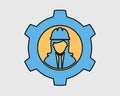 Colorful Mechanical Engineer Icon.