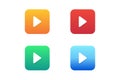 Colorful media play button icons in flat design. Royalty Free Stock Photo