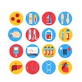 Colorful medical round icon set.