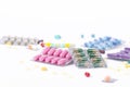 Colorful medicine in blister packs Royalty Free Stock Photo