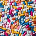 Colorful medicine pills and tablets in white background Royalty Free Stock Photo