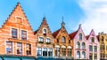 The colorful medieval houses with Step Gables lining the central Markt Market Square in the heart of Bruges, Belgium Royalty Free Stock Photo