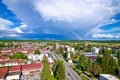 Colorful medieval town of Krizevci historic center aerial view Royalty Free Stock Photo
