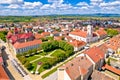 Colorful medieval town of Krizevci historic center aerial view Royalty Free Stock Photo