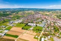 Colorful medieval town of Krizevci and Prigorje aerial view Royalty Free Stock Photo