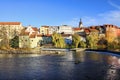 Colorful medieval Town Pisek above the river Otava